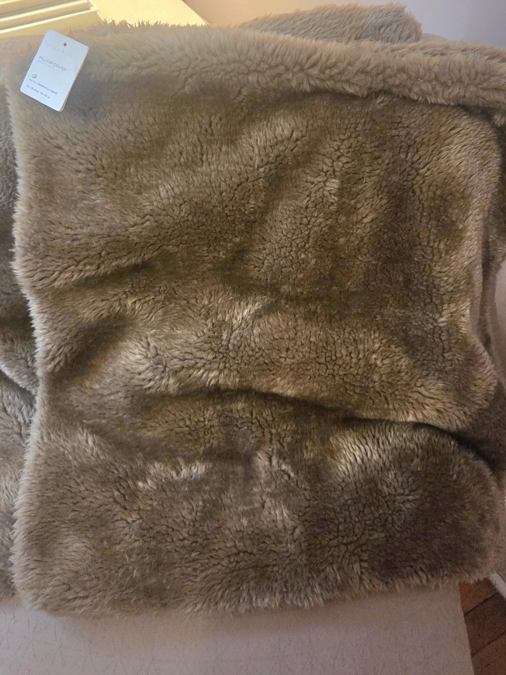 Pair Of Pottery Barn Plush Faux Fur Euro Shams- Brown NWT